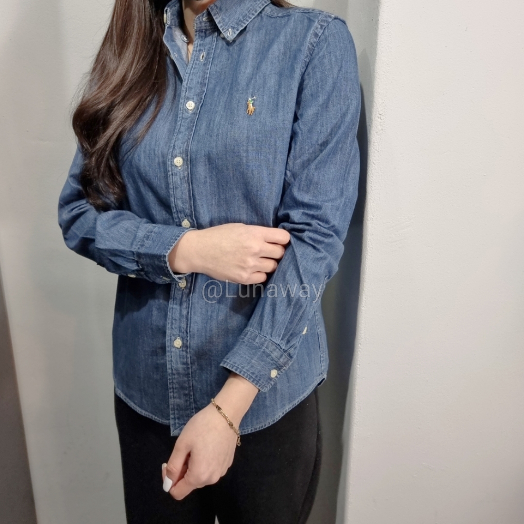 폴로 랄프로렌 보이즈 데님 셔츠 청남방 - 상품 이미지