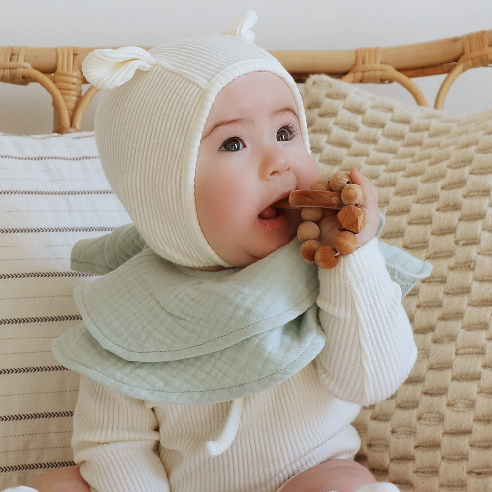 아기 침받이 턱받이 거즈 [프릴 롤링]