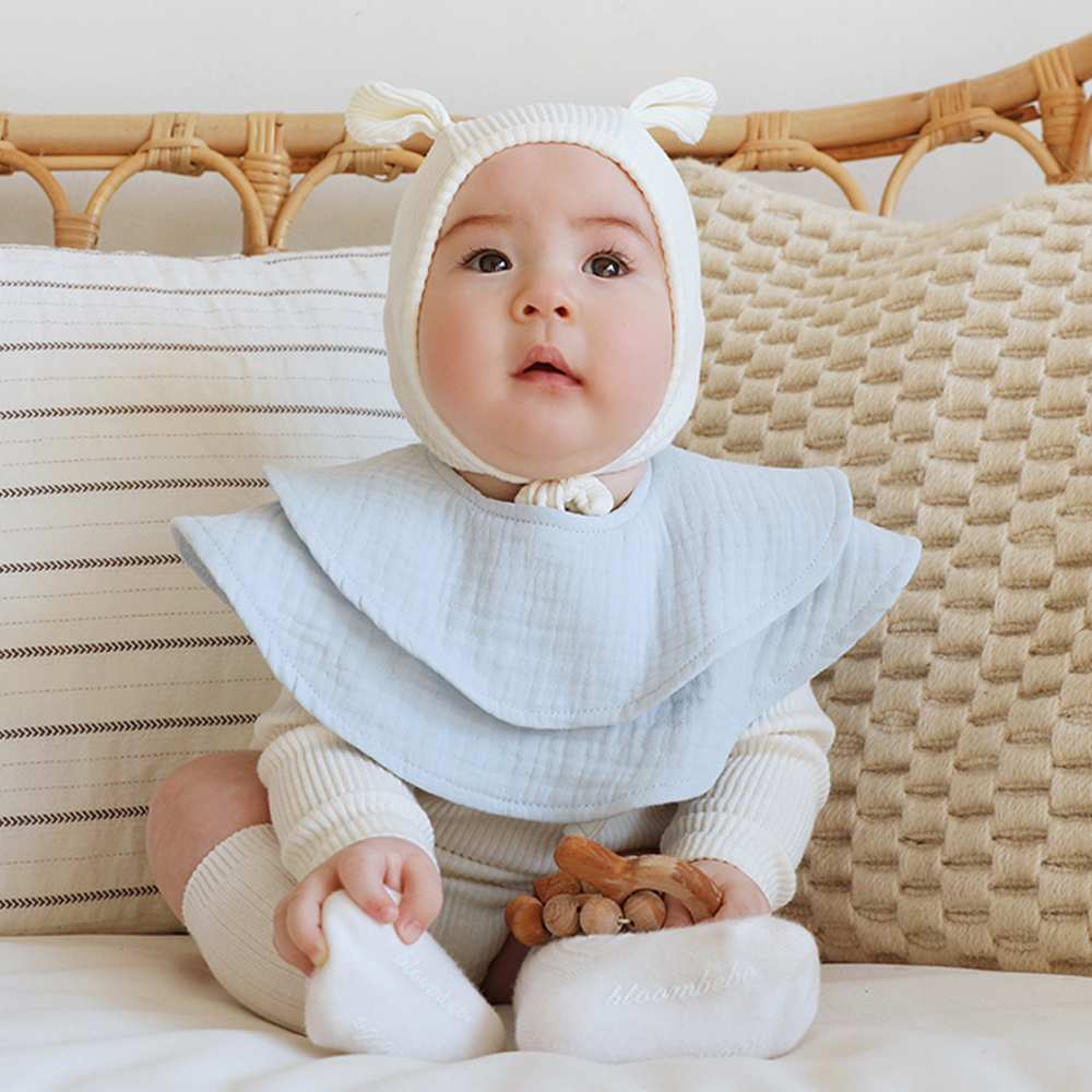 아기 침받이 턱받이 거즈 [프릴 롤링]