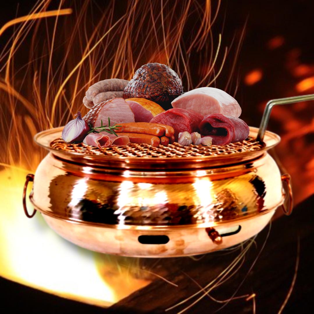 고기가 더욱 맛있는 황동 화로 벌집 불판 화롯대 캠핑용 불멍화로대 야외 바베큐 그릴 난로