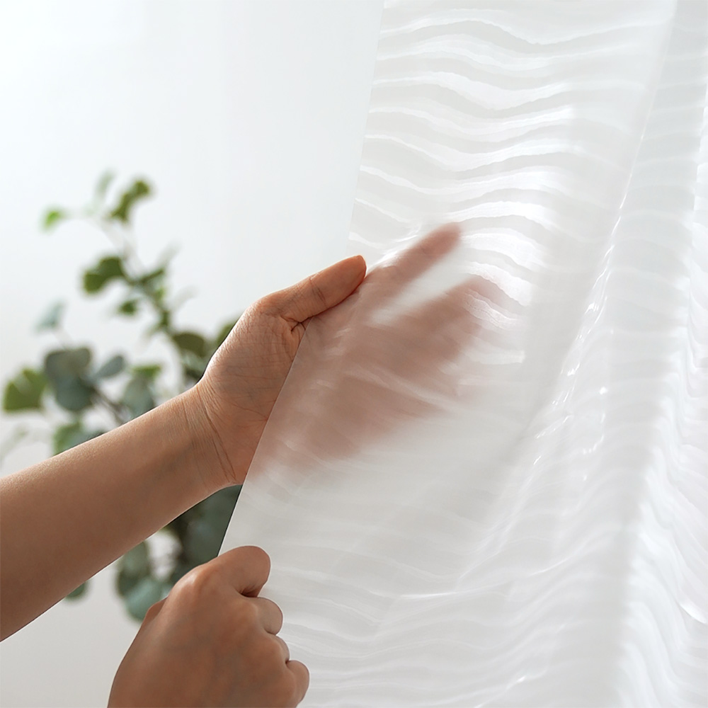 원세븐나인 EVA 샤워커튼 웨이브 투명 스테레오 패턴