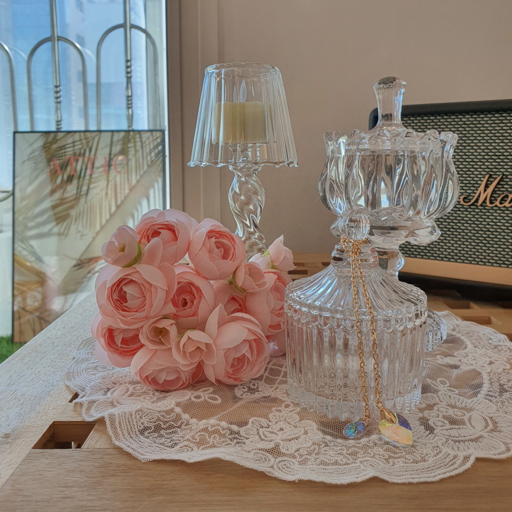 레이스 자수 테이블매트 크리스마스 체크 테이블보 디퓨저 소품 캔들 받침대