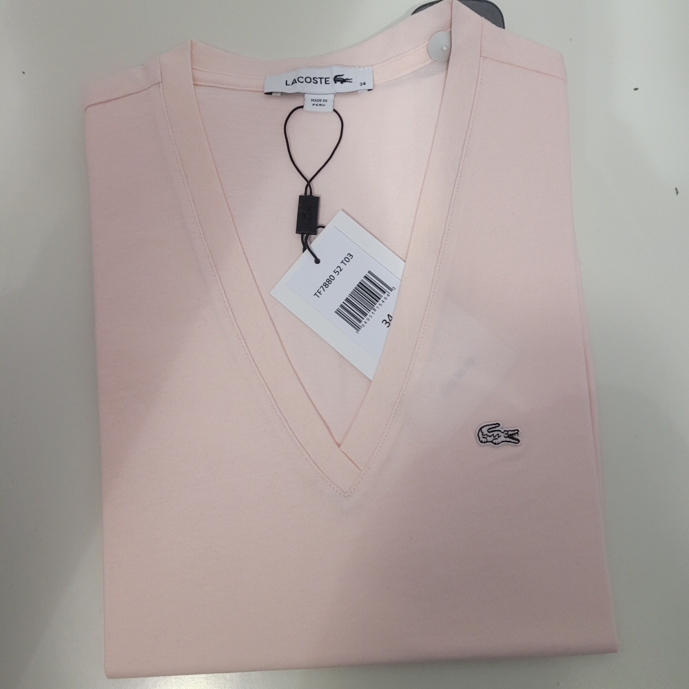 라코스테 여자 브이넥 반팔 베이직 면 티셔츠 4컬러 TF7880-51 - 상세 이미지 4