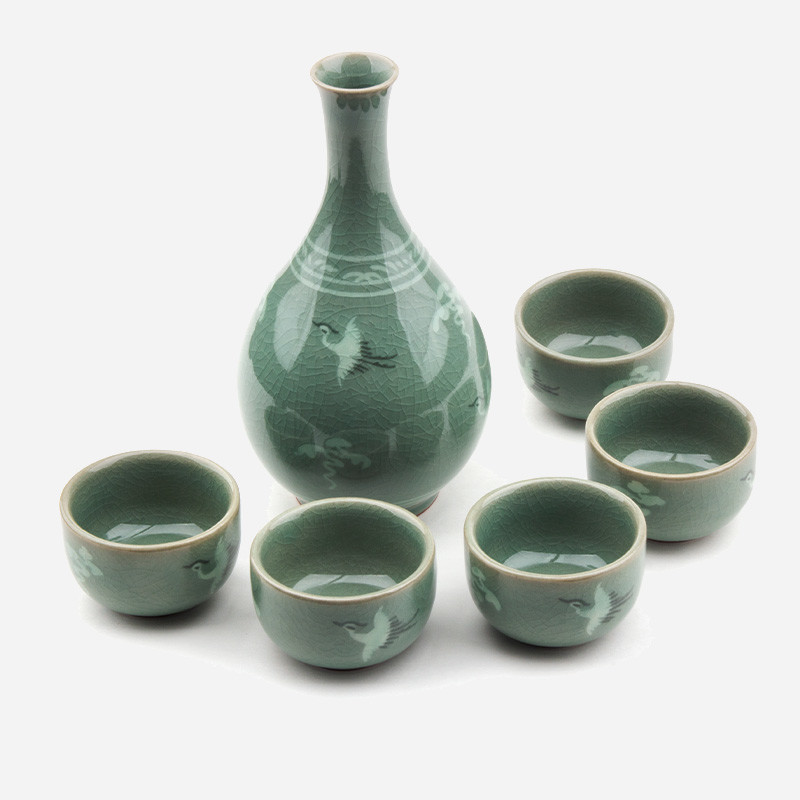 외국인친구선물 한국 전통 도자기 술병 잔 세트 홈스테이 기념품