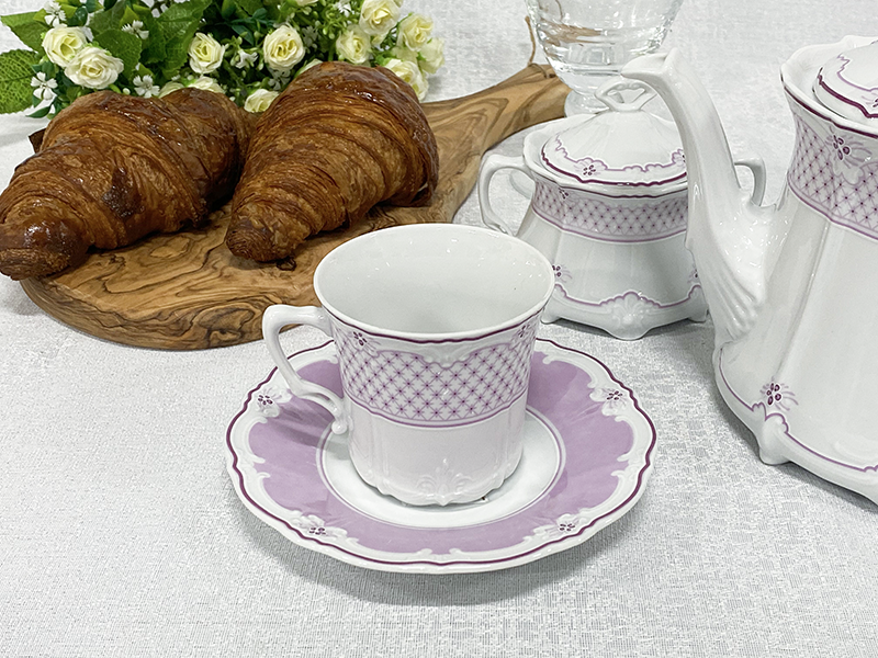 에스텔 핑크 그리드 커피컵세트(커피잔+소서) 후첸로이터 독일