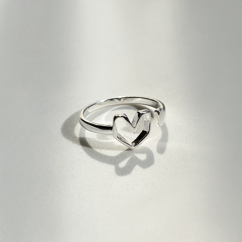 (무배/실버925) 하트 라인 프리사이즈 링 오픈 은반지 - 상세 이미지 2