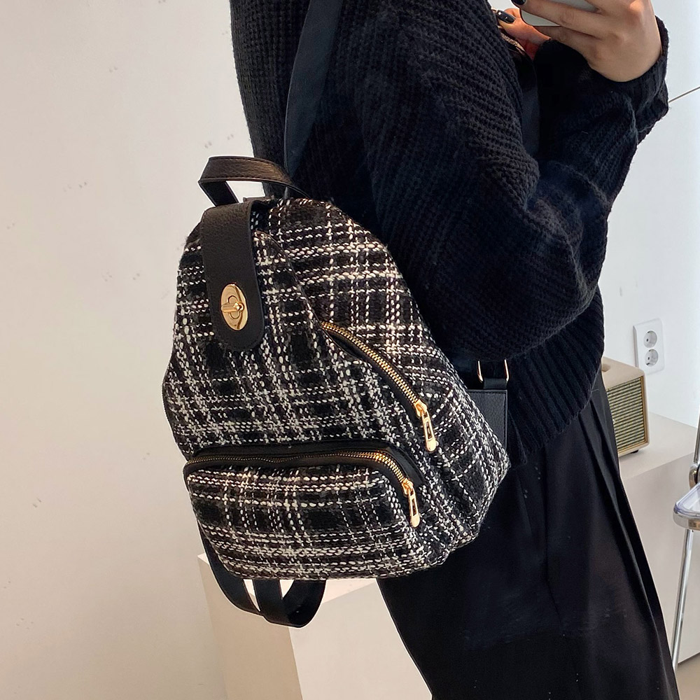 프롬헤븐 트위드체크 여성 백팩 트보