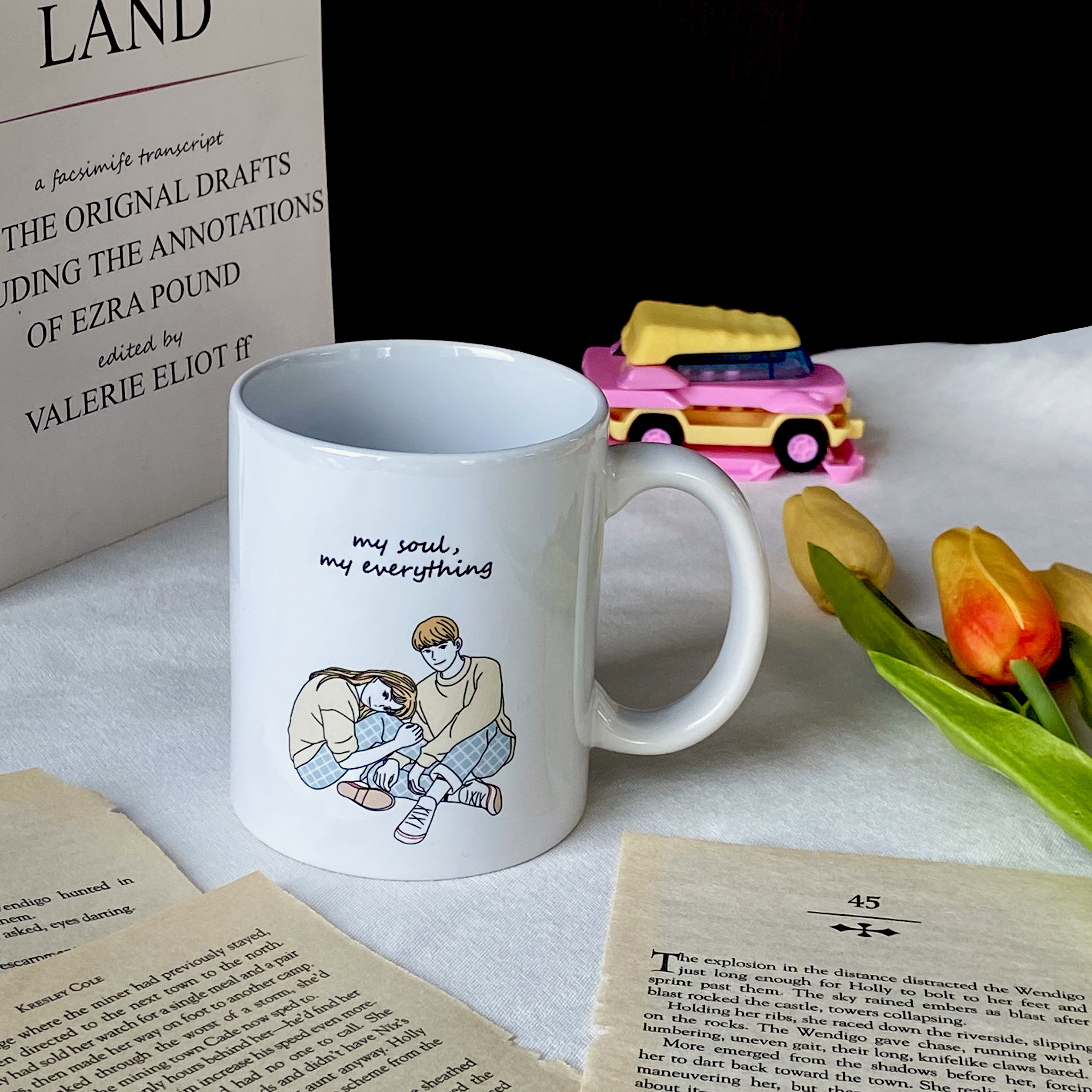 머그컵 제작 커플 드로잉 결혼선물 흰색