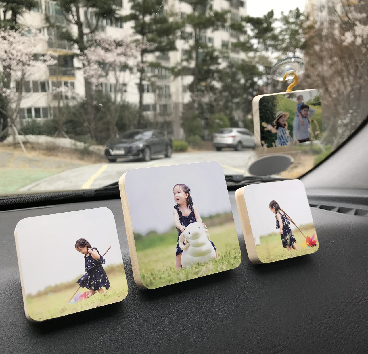 당일출고 차량용액자 사진전송 주문제작 고급우드 차량악세사리 행복템 우드프린트 - 상세 이미지 2