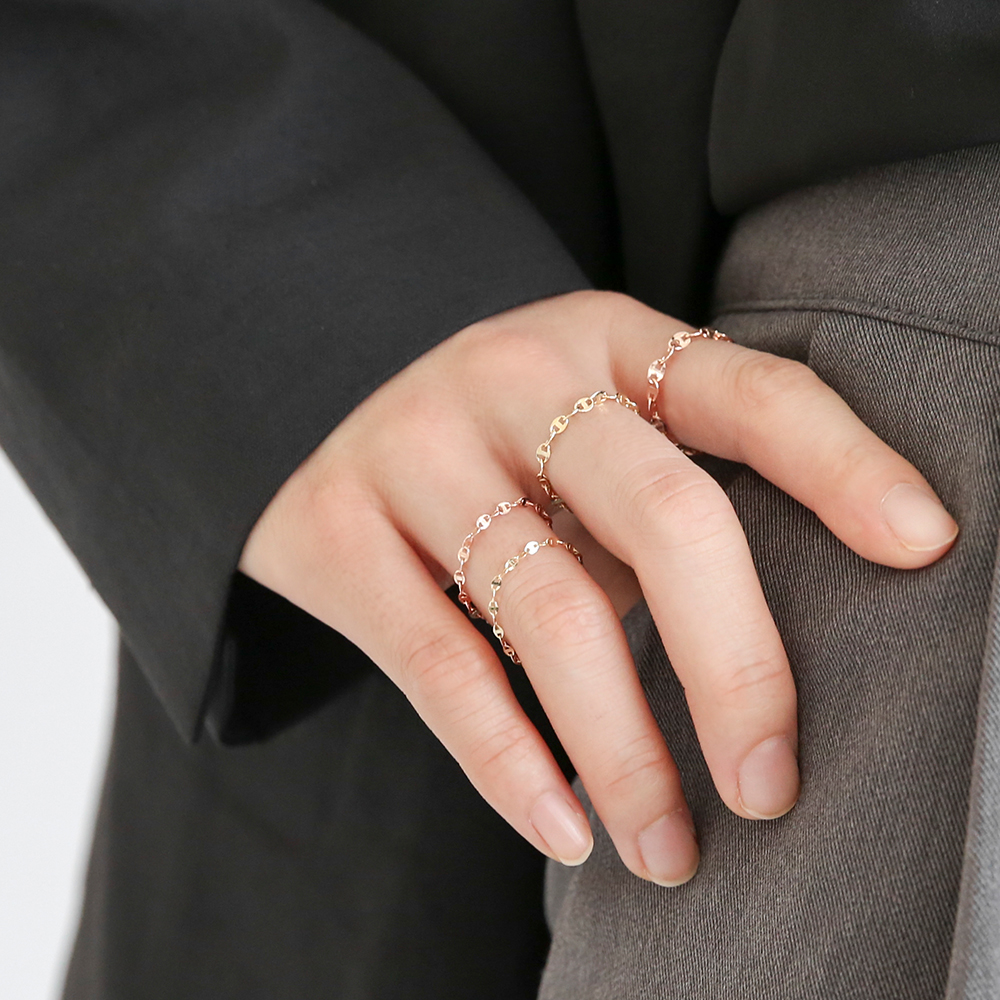 14K 체인반지 12종 금 여자 반지