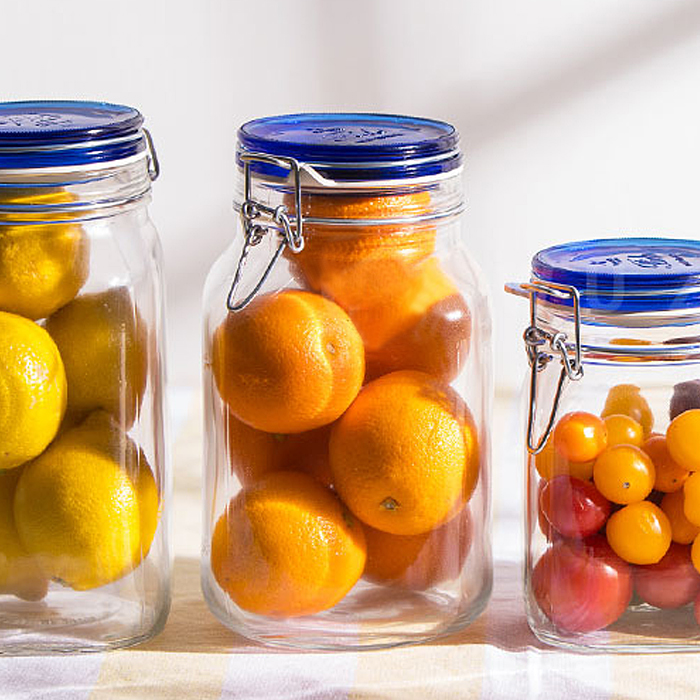 보르미올리 피도 유리용기 밀폐유리병 발효용기 쨈병 과일청병 / 블루 4000ml