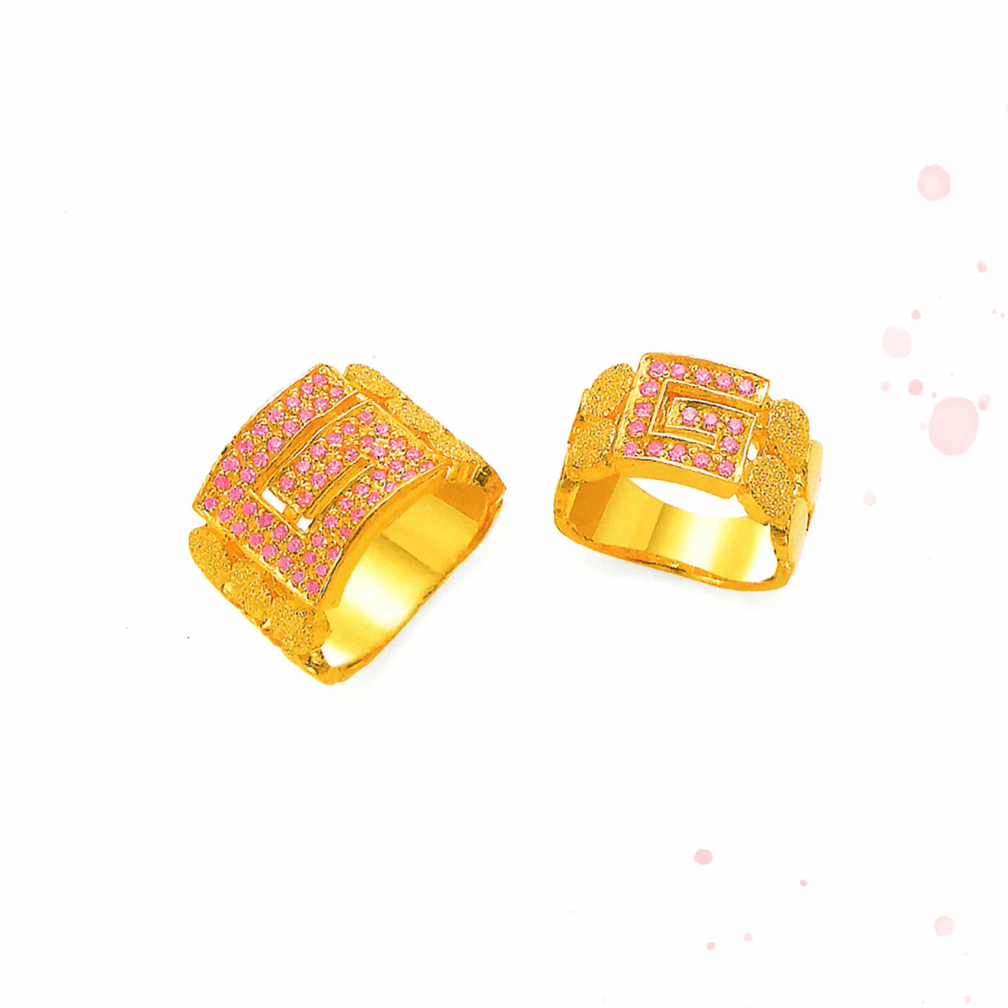 순금 커플 반지 18.75g 11.25g G 핑크 보석 디자인 J027 : 코스모스주얼리