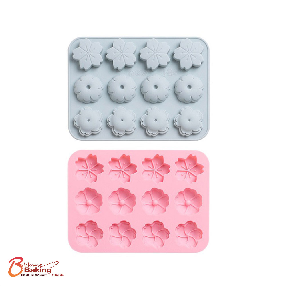 차칸쿡-실리콘몰드 꽃모양3종12구(벚꽃외) 랜덤1개 초콜릿틀 젤리 얼음트레이 베이킹팬