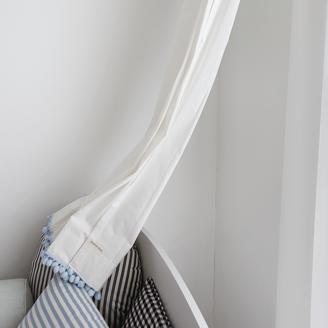 무지 폼폼 커튼 블루 남아 여아 키즈 아이방