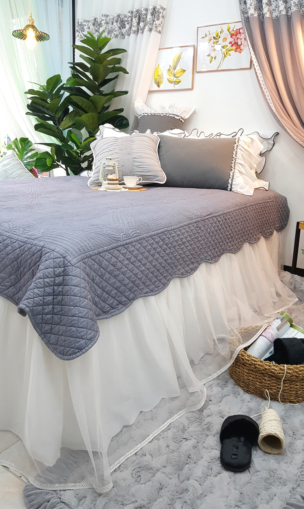 오월 먼지없는 침대 패드 베드 스프레드 카페트 슈퍼싱글 퀸 라지킹 사이즈