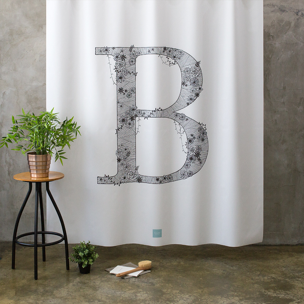원세븐나인 아트워크 샤워커튼 플로랄 레터즈 B (M)