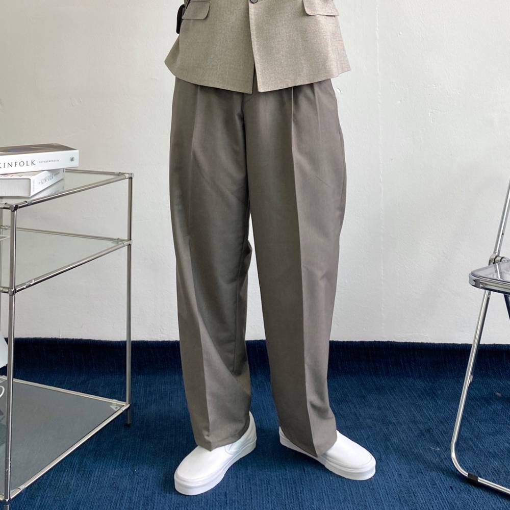 투턱슬랙스 남자 와일드 와이드 핀턱 통큰 슬랙스 배정남 항아리 바지 시티보이룩 - 상세 이미지 2