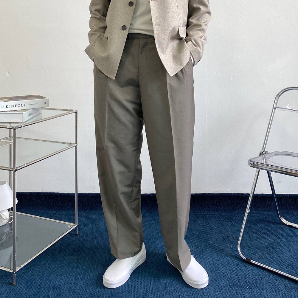 투턱슬랙스 남자 와일드 와이드 핀턱 통큰 슬랙스 배정남 항아리 바지 시티보이룩 - 상세 이미지 3