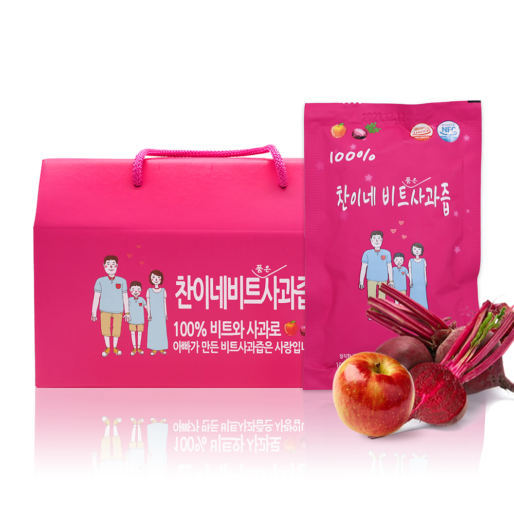 찬이네과수원 비트사과즙 100ml 30포 첨가물제로 아기사과즙 - 상품 이미지