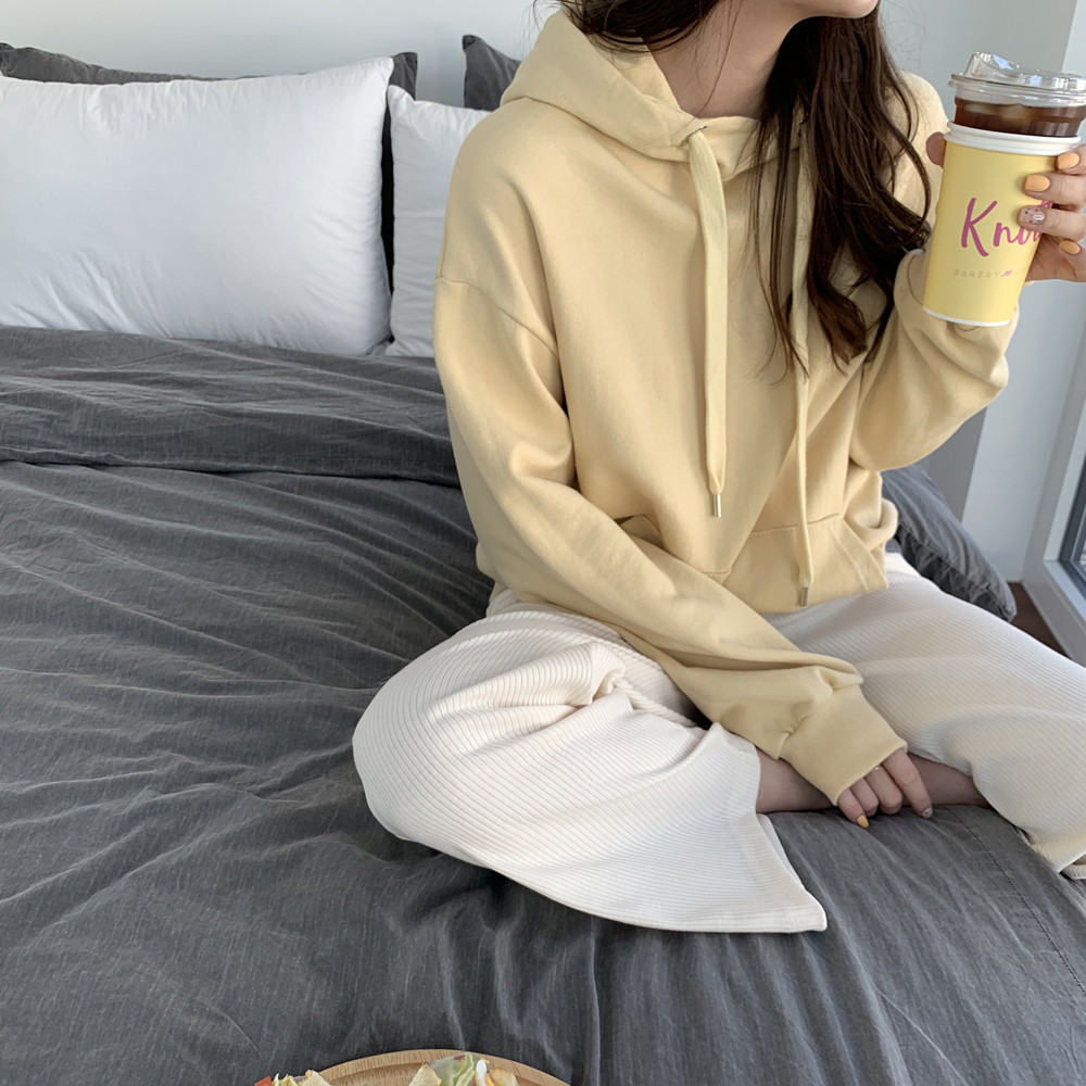 파스텔 무지 오버핏 포켓 여자 후드티 여성 맨투맨 박스티 우먼 티셔츠 코튼