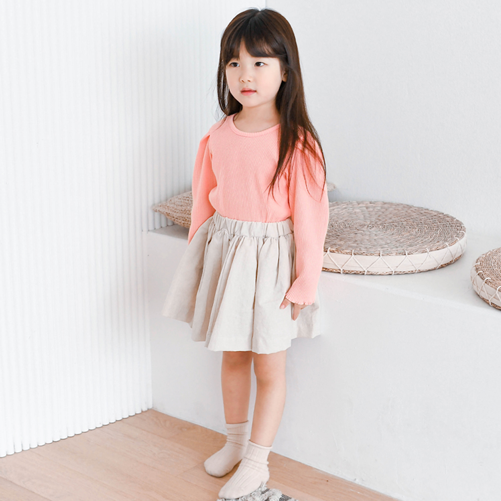 실비아 밴딩 스커트 봄가을 여아 아동 유아 네이비 오트밀 치마 베이직 기본스커트 면 이미지 6