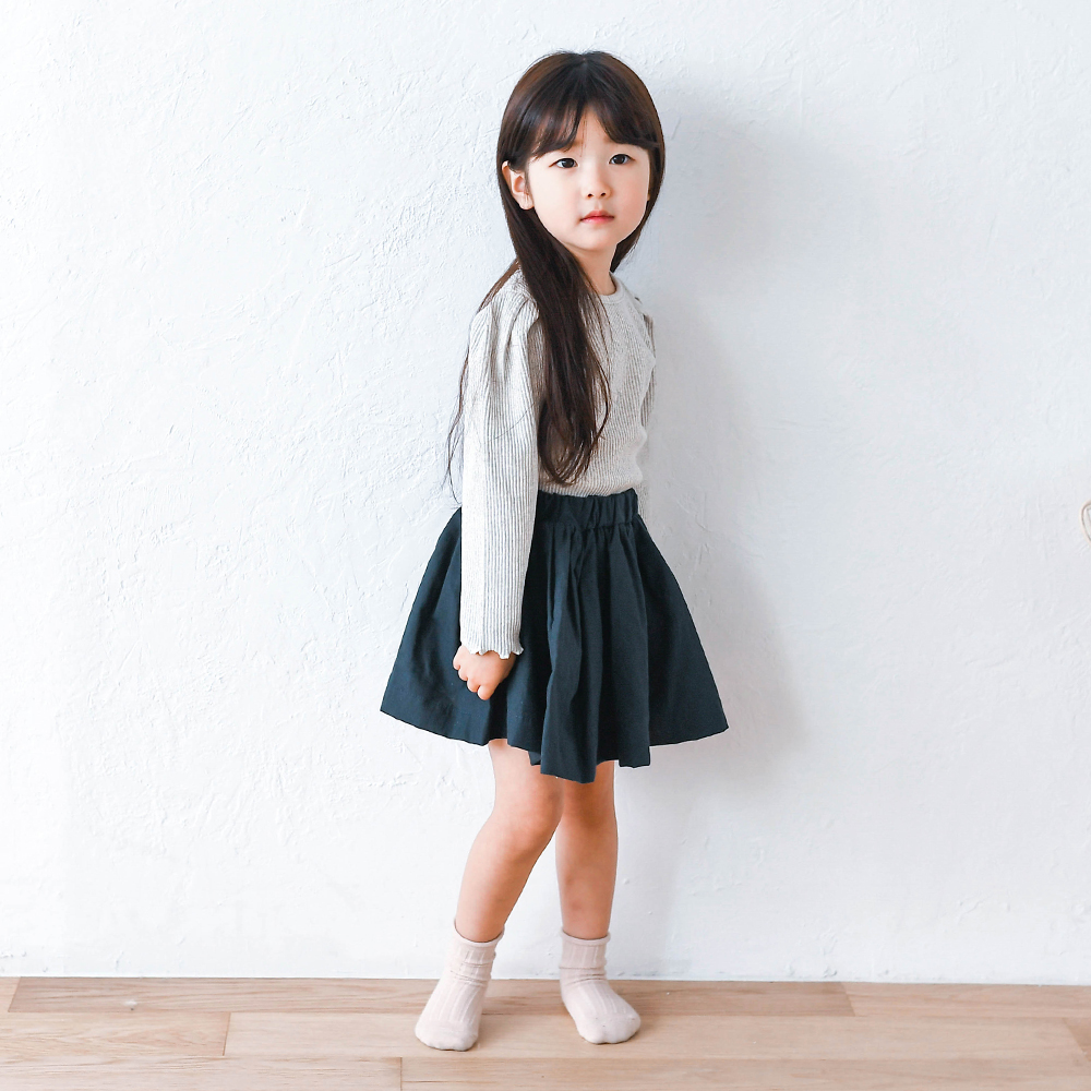 실비아 밴딩 스커트 봄가을 여아 아동 유아 네이비 오트밀 치마 베이직 기본스커트 면 이미지 8