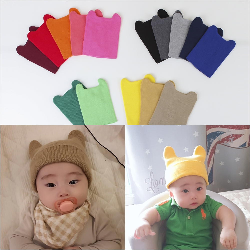 아기 뿔비니 편안한 순면 아기비니 데일리 모자 나들이 외출 - 상품 이미지