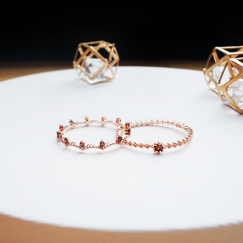 폴브리알 주얼리 벨라 앤 버블 링(Garnet) PRSR0085_SILVER - 메인 이미지
