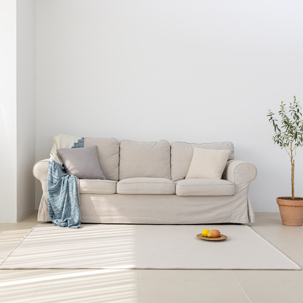 크로스 체크 면러그 먼지없는 순면 카페트 아이방 물세탁 거실러그 150x200