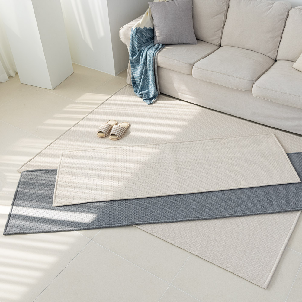 크로스 체크 면러그 먼지없는 순면 카페트 아이방 물세탁 거실러그 150x200