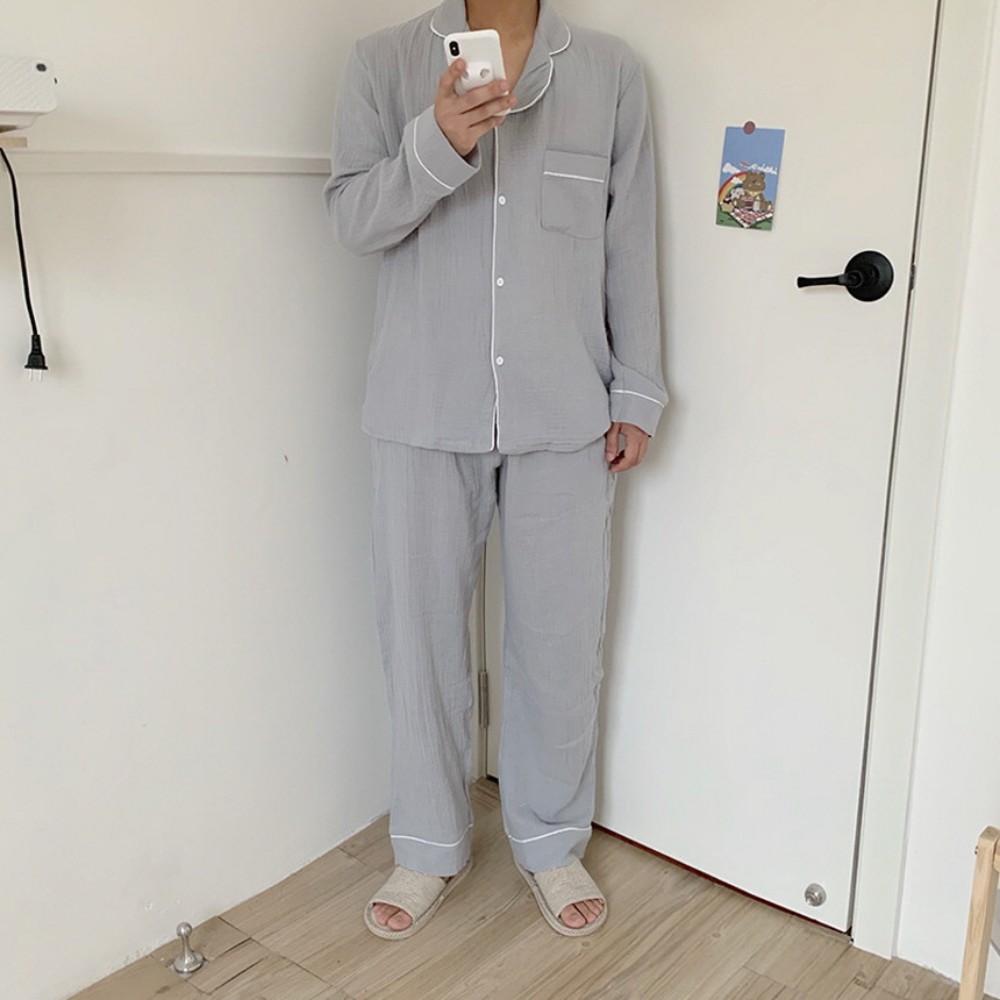 무지 커플잠옷 여성 요루면 순면 홈웨어 파자마파티 이미지 8