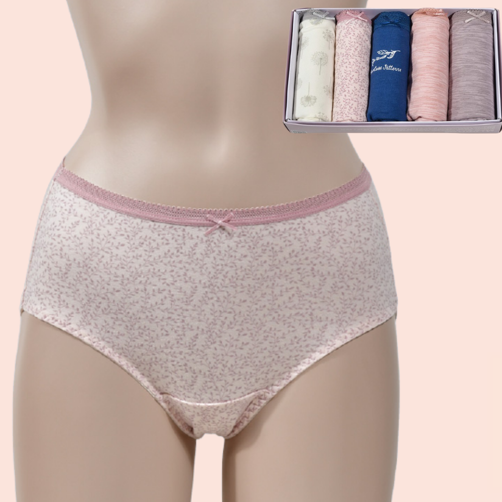 아줌마팬티 밑위긴 요일 배팬티 여자빤스 면스판 맥시팬티 5매입 세트 - 상품 이미지