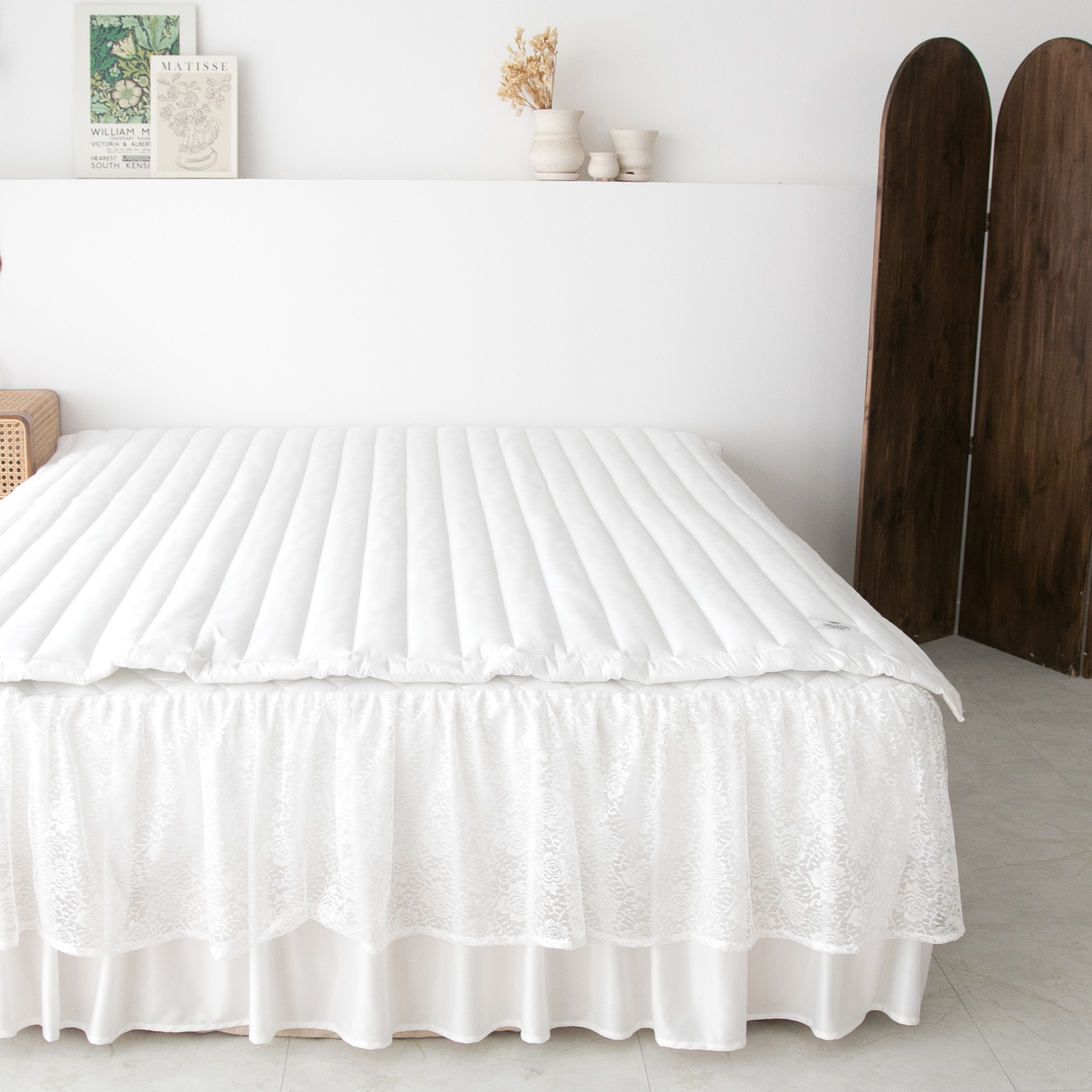 오가닉 순면 사계절 고정밴드 미끄럼방지 누빔 10cm 더 넉넉한 카페트겸 침대패드