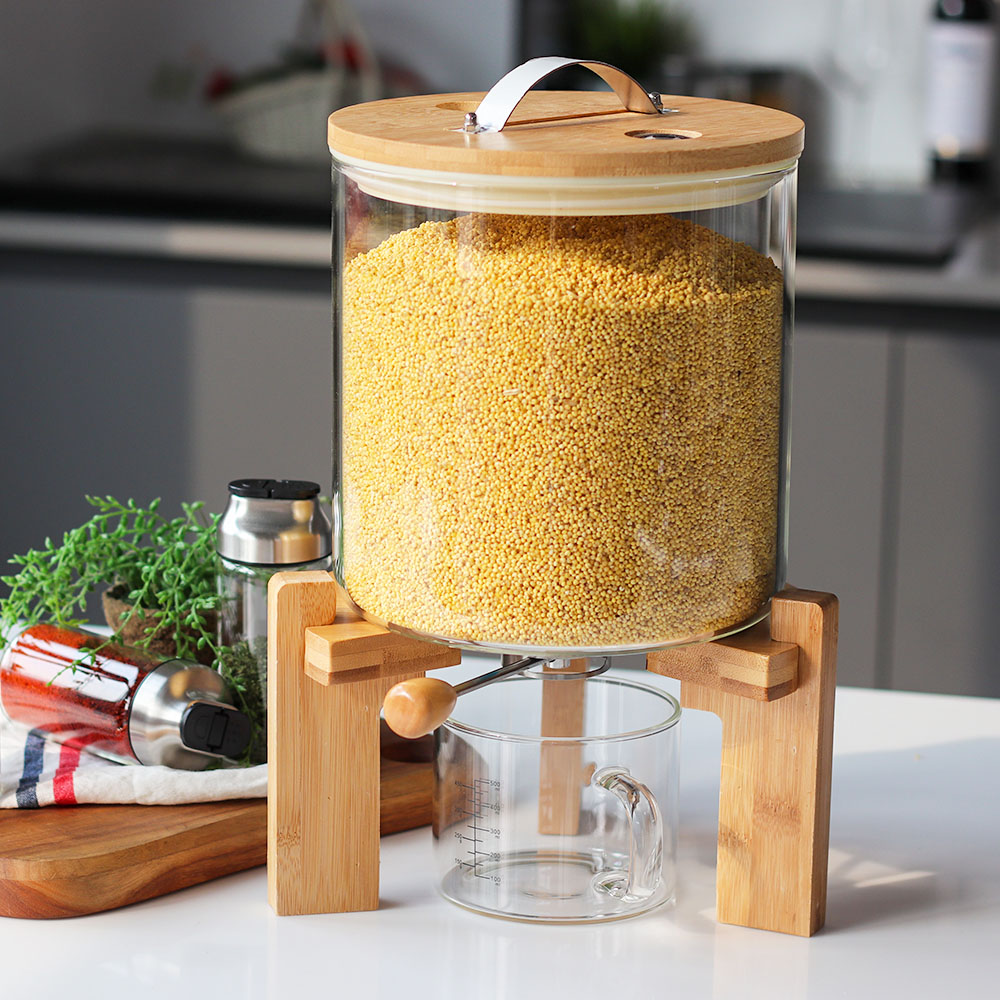 NHB 진공 유리 쌀통 쌀보관통 잡곡통 대용량 4kg, 1개 - 상세 이미지 2