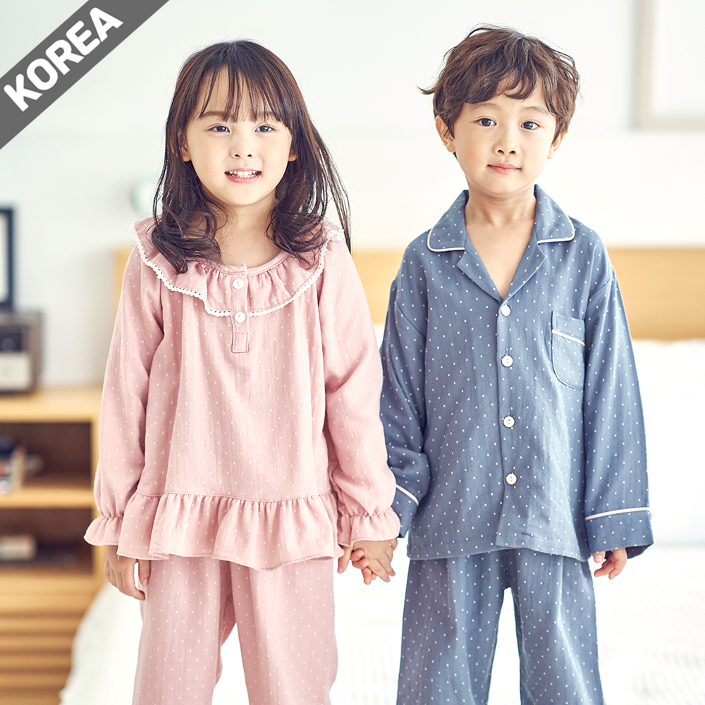 여아 잠옷 남아 실내복 주니어 파자마/ 밀크3(이중지 거즈) - 상품 이미지