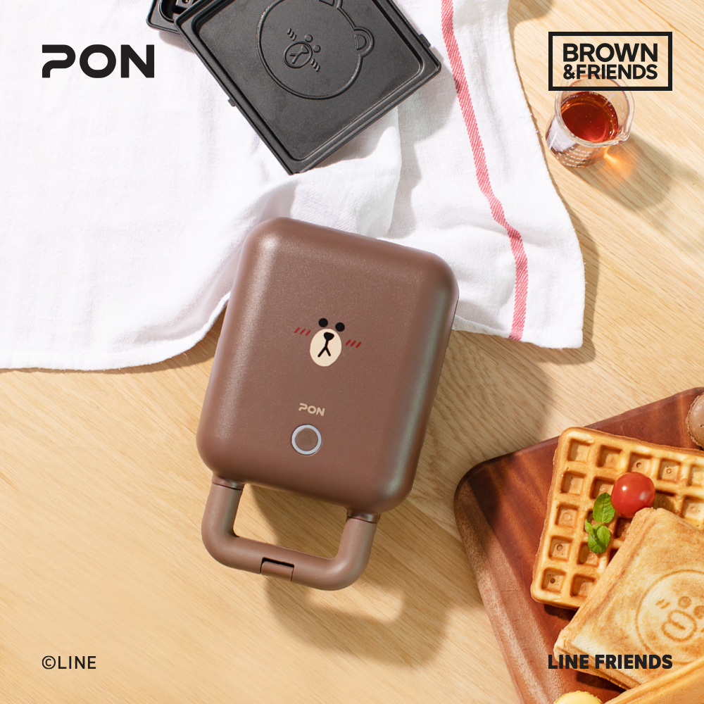 라인프렌즈 와플 메이커 전기 팬 기계 크로플 브라운