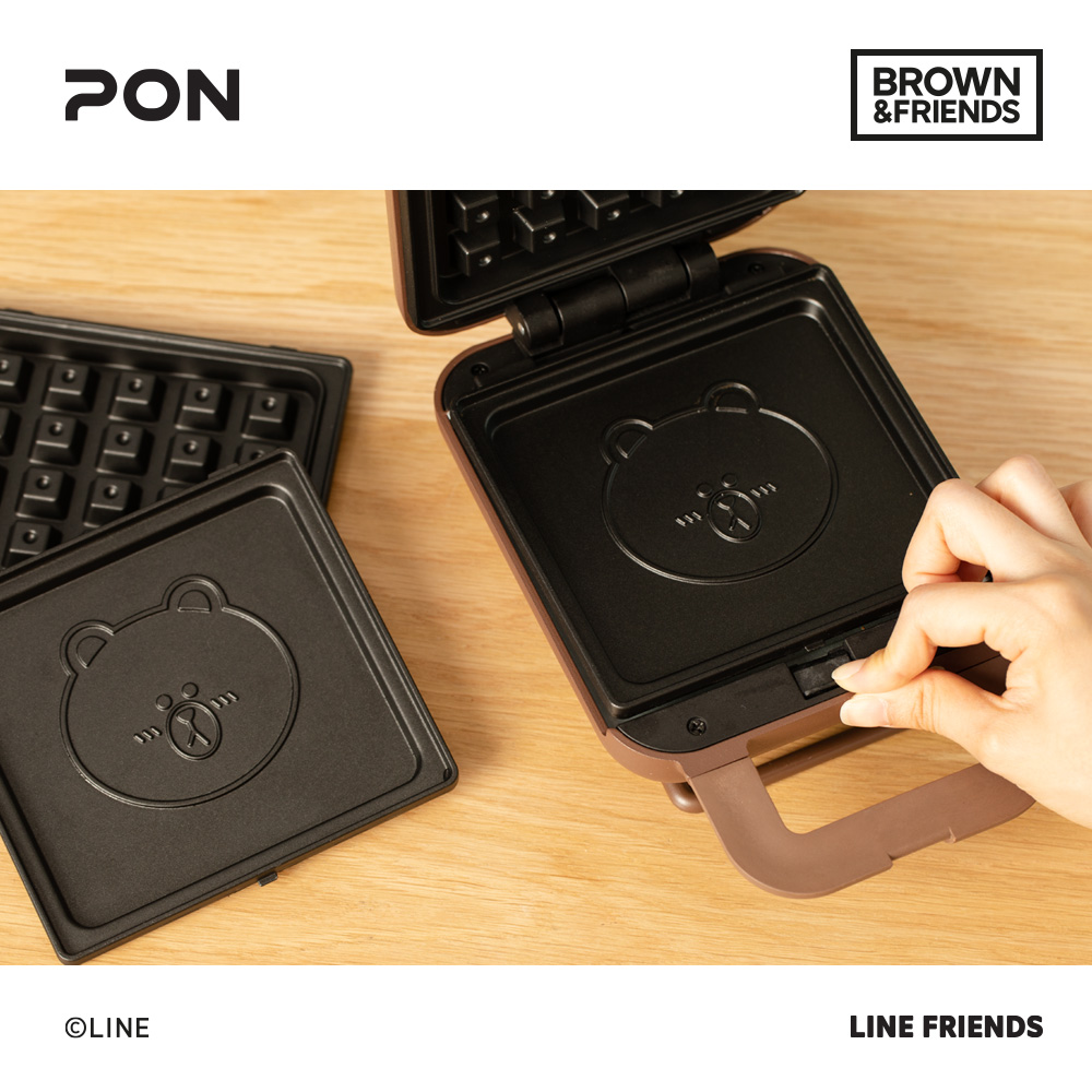 라인프렌즈 와플 메이커 전기 팬 기계 크로플 브라운