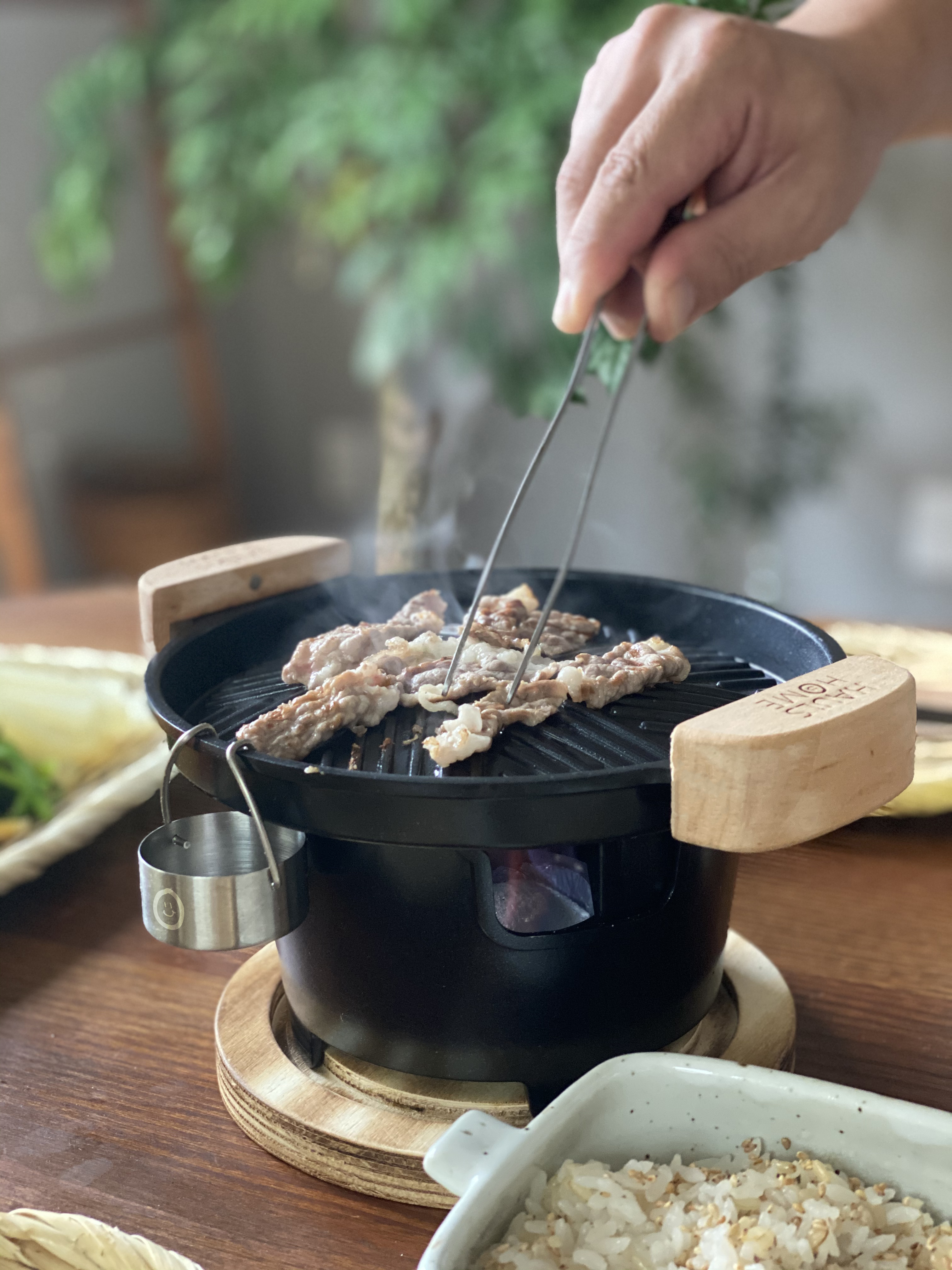 고기순삭 온오프 그릴팬 만능 풀세트 미니화로 불조절 1인용 가정용 그릴팬 고기불판 (+쇼핑백 포함)