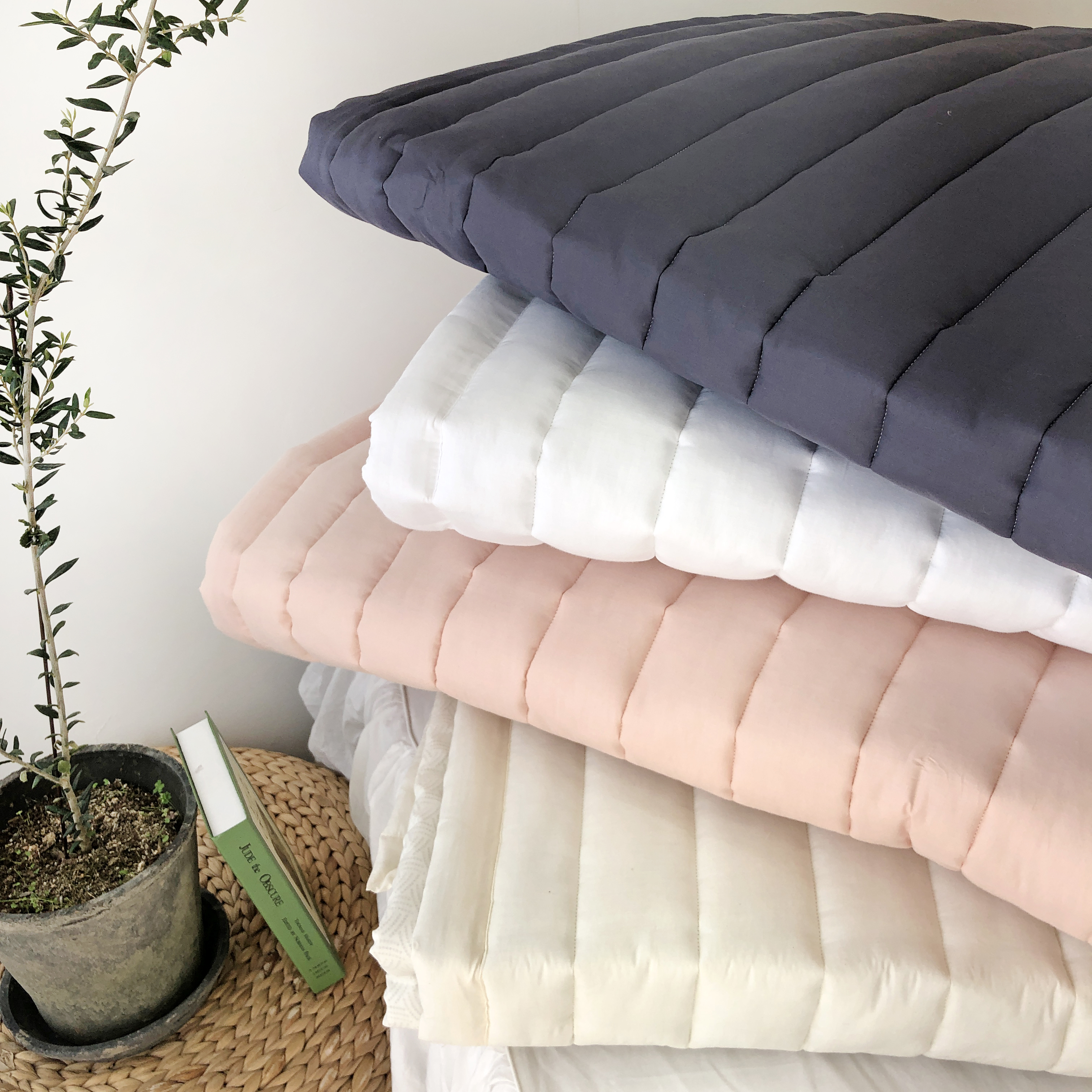 누블 아사 코튼 미끄럼방지 및 고무밴딩 사계절 침대 패드 SS