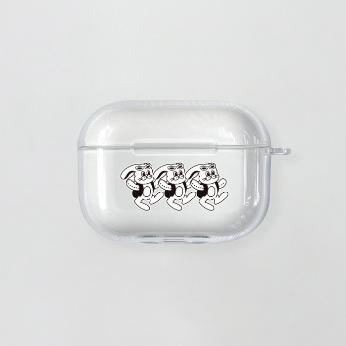 에어팟프로2세대 케이스 투명 HB 버니x3