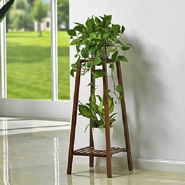 2단 화분 테이블 원목 우드 침대 보조 정리대 소파 사이드테이블 얇은 진열대 받침대 선반