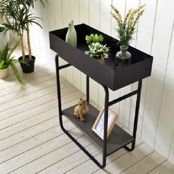 철제 얇은 화분 테이블 거실 선반 진열대 정리대 받침대 화병 보조 사이드 스틸 벽 소파