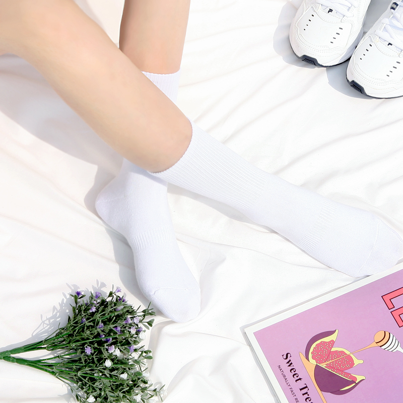 [7켤레]구멍안나는 쫀쫀한 밴드 크루 긴양말 무지 도톰 순면 2겹 시그니처 장목 양말 여성 남자 왕발 U823 - 상세 이미지 5