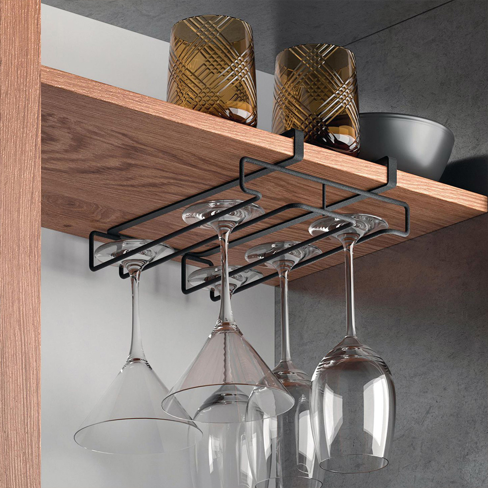 메탈텍스 마이글라스 선반밑 와인잔걸이 라바 블랙