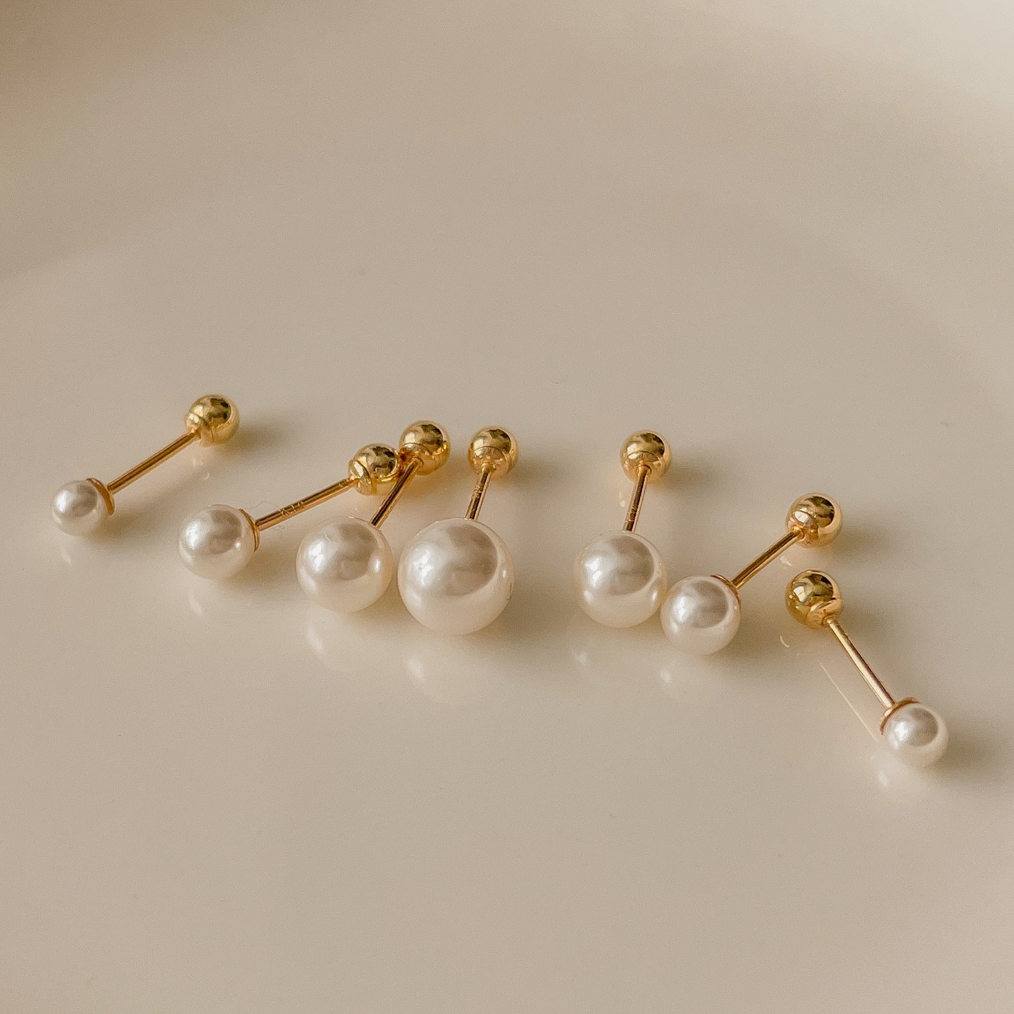 14k 스와로브스키 진주 피어싱 - 얇은피어싱 3, 4, 5, 6 mm - 상품 이미지