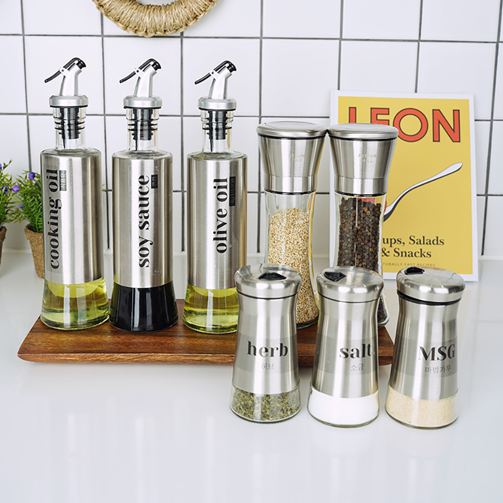 스텐 304 유리 오일병 양념통 소스통 세트 오일병200ml(소) - 상세 이미지 2