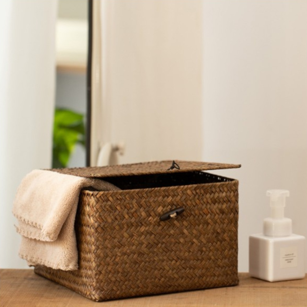 DDUNGK 라탄 해초 수납 바구니 팬트리 사각 정리함 보관함 TYPE-1 xs