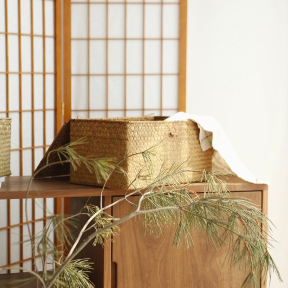 DDUNGK 라탄 해초 수납 바구니 팬트리 사각 정리함 보관함 TYPE-1 xs