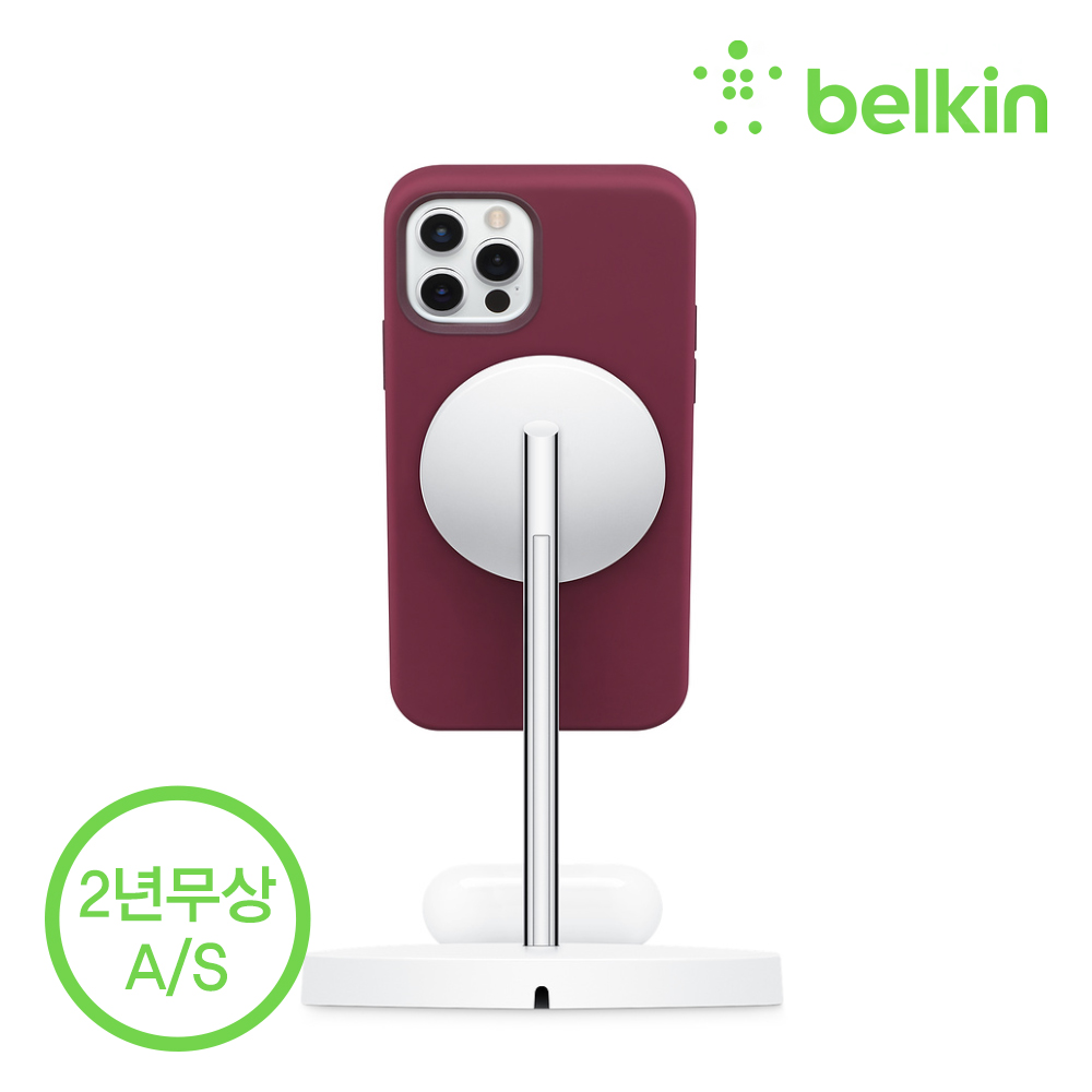 벨킨 2in1 맥세이프 충전기 15W 무선 충전 스탠드 WIZ010kr 아이폰17 16 15 14 13 12 에어팟 호환 - 상세 이미지 3