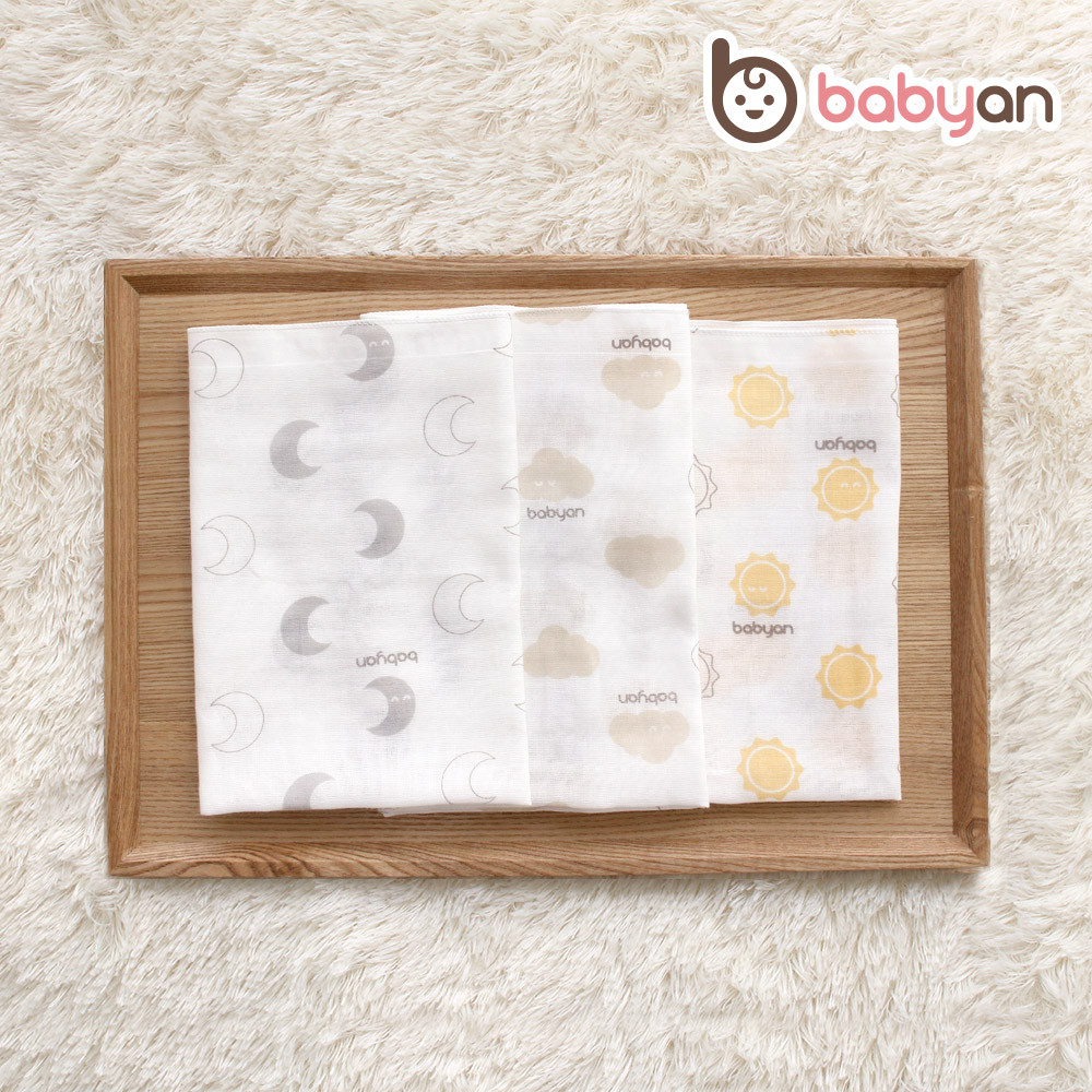 베이비앙 국내산 무형광 신생아 아기 유아 엠보 순면 대나무 오가닉 거즈 가제손수건 10장